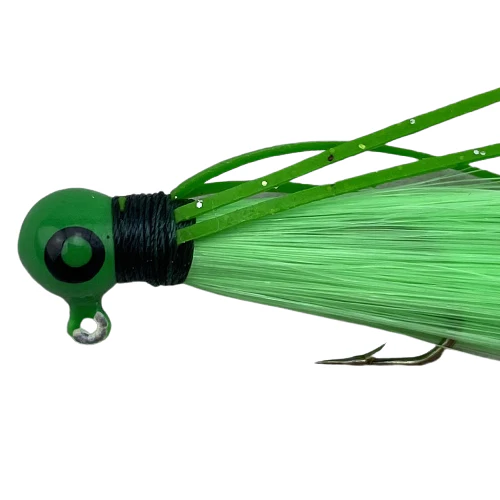 Paps Hair Jig 5 Pack Green Head Green Tail 1/16 Ounce - Image 2