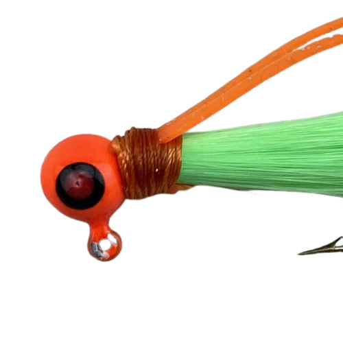 Paps Hair Jig 5 Pack Orange Head Green Tail 1/16 Ounce - Image 2