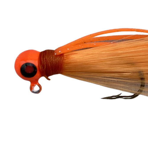 Paps Hair Jig 5 Pack Orange Head Orange Tail 1/16 Ounce - Image 2