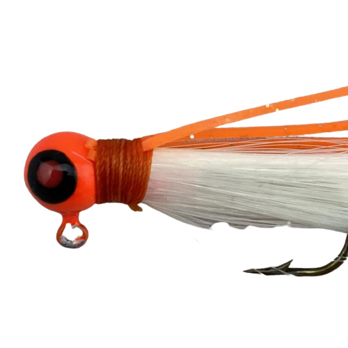 Paps Hair Jig 5 Pack Orange Head White Tail 1/16 Ounce - Image 2