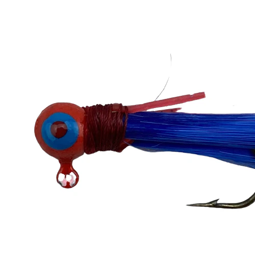 Paps Hair Jig 5 Pack Red Head Blue Tail 1/16 Ounce - Image 2