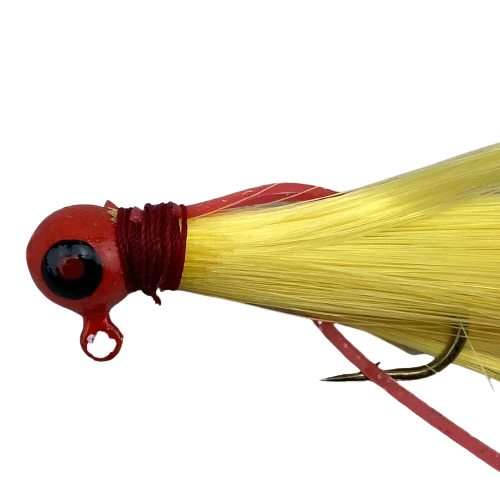 Paps Hair Jig 5 Pack Red Head Gold Tail 1/16 Ounce - Image 2