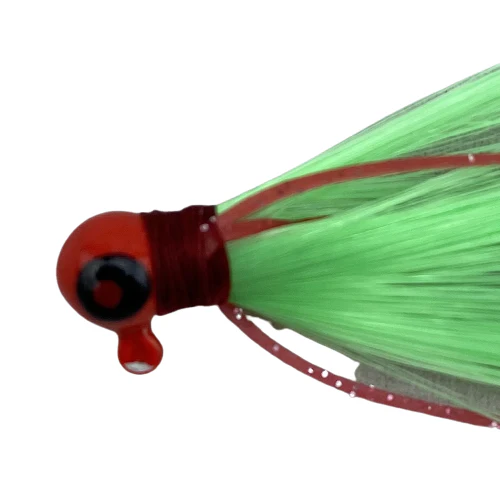 Paps Hair Jig 5 Pack Red Head Green Tail 1/16 Ounce - Image 2