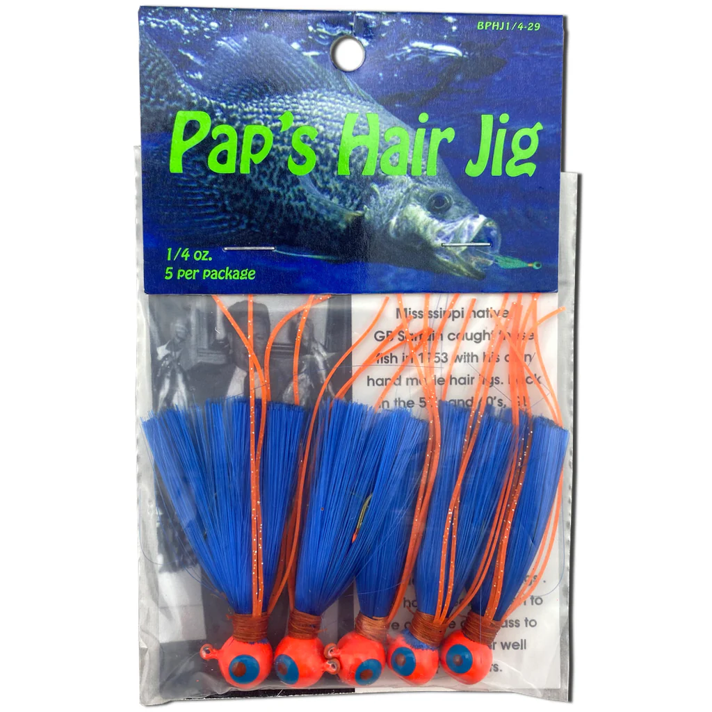 Paps Hair Jig 5 Pack Orange Head Blue Tail