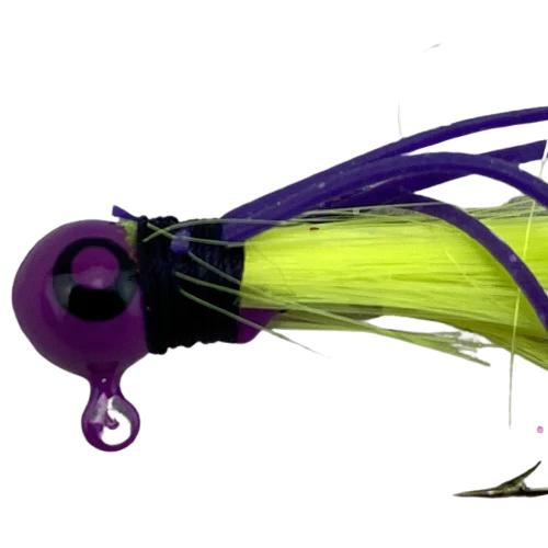 Paps Hair Jig 5 Pack Purple Head Yellow Tail - Image 2