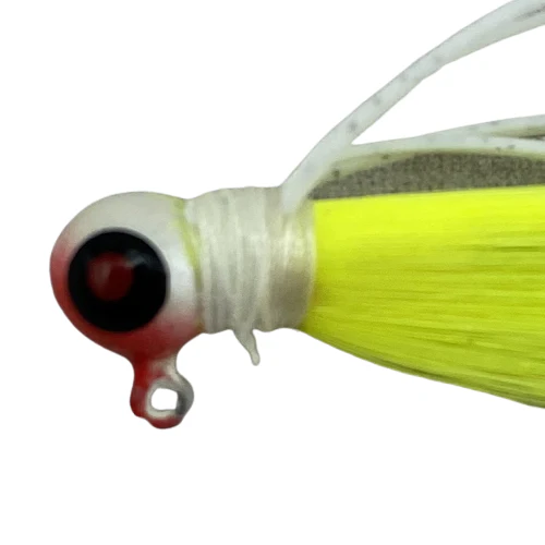 Paps Hair Jig 5 Pack Red White Head Yellow Tail - Image 2