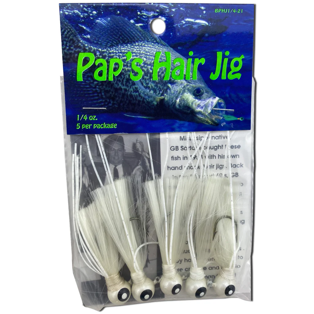 Paps Hair Jig 5 Pack White Head White Tail