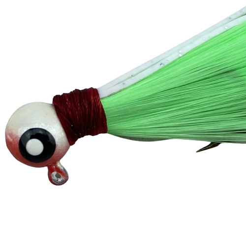 Paps Hair Jig 5 Pack White Red Head Green Tail - Image 2