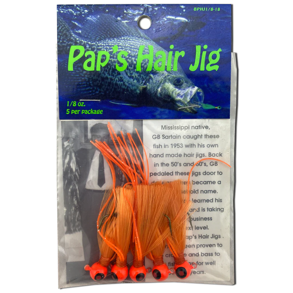 Paps Hair Jig 5 Pack Orange Head Orange Tail