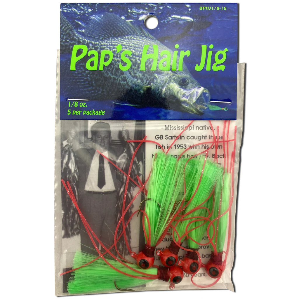 Paps Hair Jig 5 Pack Red Head Green Tail