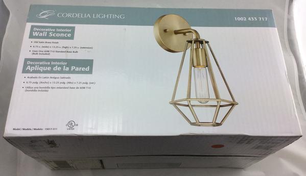 Cordella Lighting 1 Light Old Satin Brass Wall Sconce Damaged Box - Image 2