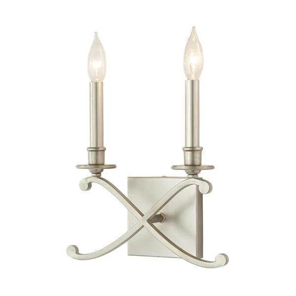 Monteaux Lighting 2 Light Criss Cross Antique Silver Leaf Sconce Damaged Box