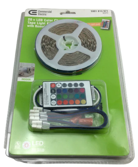 Commercial Electric 20 ft Indoor LED RGB Tape Light with Remote Control Damaged Package - Image 2