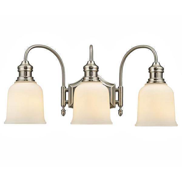 Home Decorators Collection 3 Light Satin Nickel Vanity Light with Frosted White Glass Damaged Box