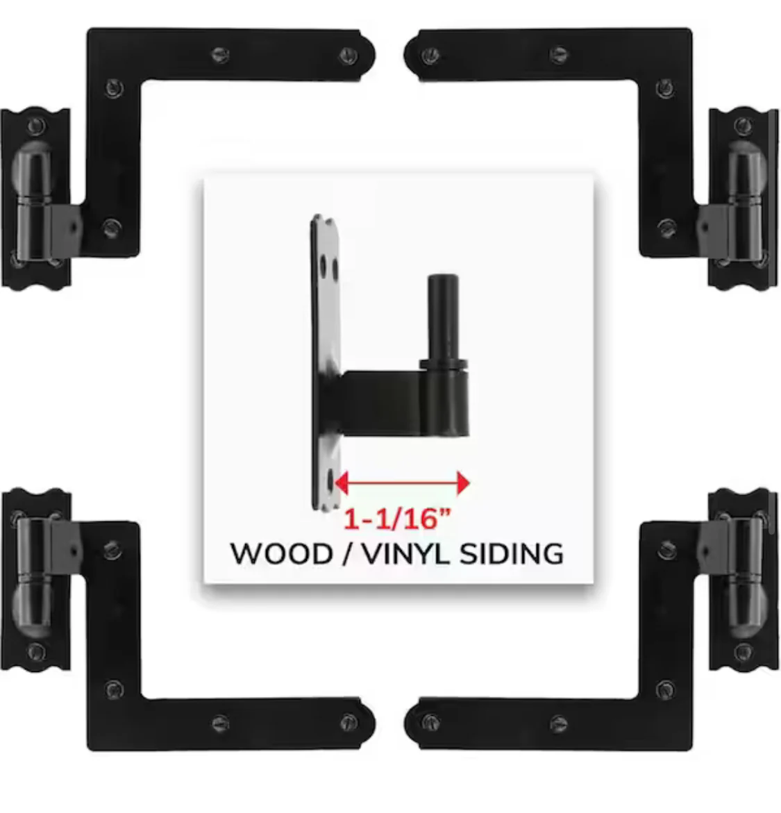 4.25 in. Black Exterior Shutter Hinge for Stone Siding (Set of 4) - Image 2