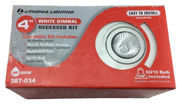 Lithonia Lighting 4 inch GU10 Matte White Recessed Gimbal Kit Damaged Box - Image 2