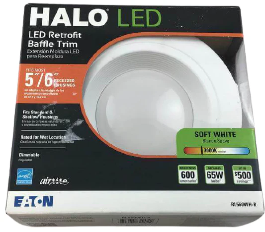 Halo 5 inch and 6 inch 3000K Matte White Recessed LED Retrofit Baffle Trim Module 80 CRI Damaged Box - Image 2