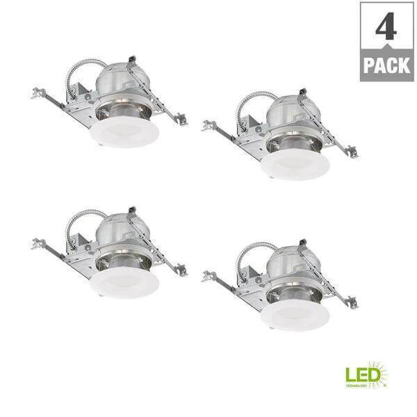 Commercial Electric 6 inch White Integrated LED Recessed Trim Kit 4 Pack Damaged Box