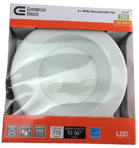 Commercial Lighting 6 inch White Integrated LED Recessed Trim with Changeable Trim Ring Damaged Box - Image 2