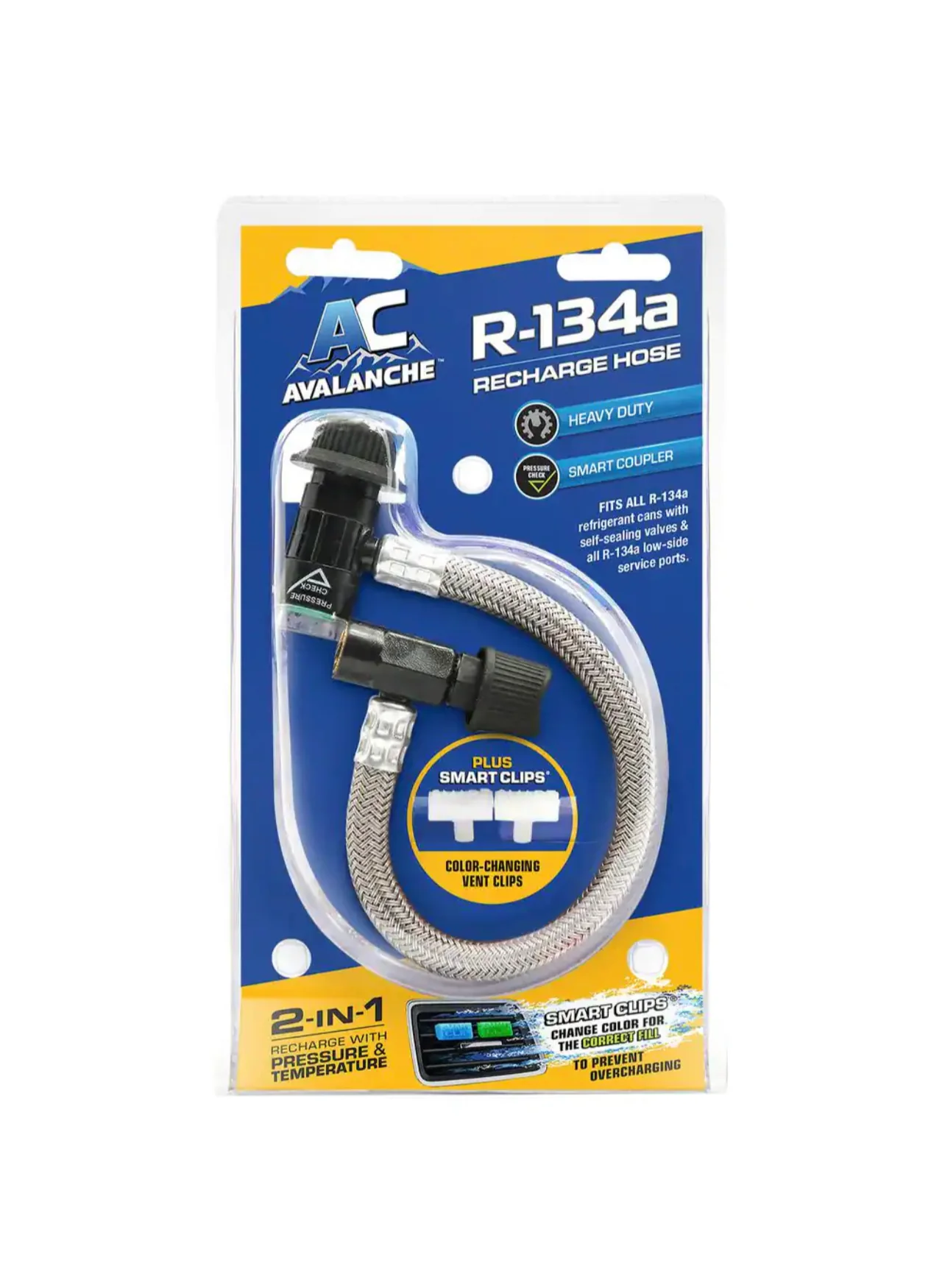 A/C Avalanche Reusable R-134a Recharge Hose with Smart Clips New