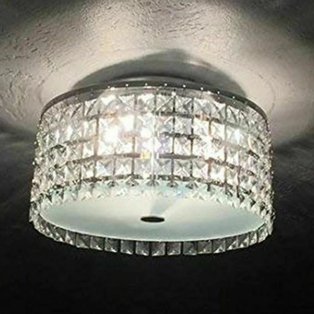 Hampton Bay Glam Cobalt 3-Light brushed Chrome Ceiling Light Damaged Box - Image 2
