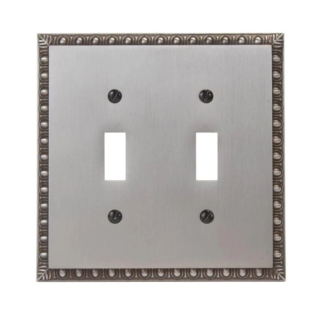 Amerelle Renaissance 2 Toggle Wall Plate Antique Nickel Damaged Box