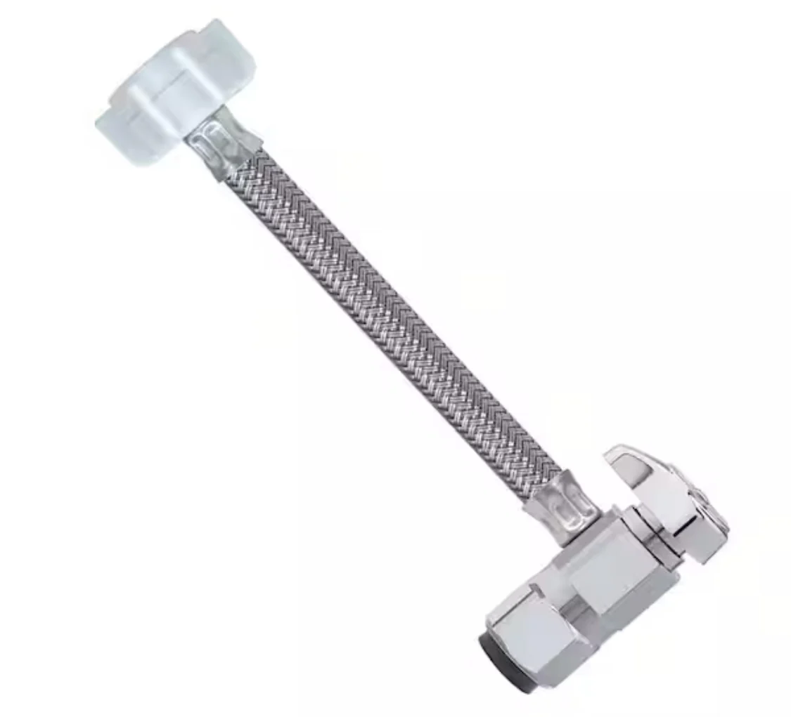 BrassCraft 1/2 in. Nom Push Connect x 7/8 in. Ballcock x 12 in. SpeediOne Braided Toilet Connector and 1/4-Turn Angle Valve