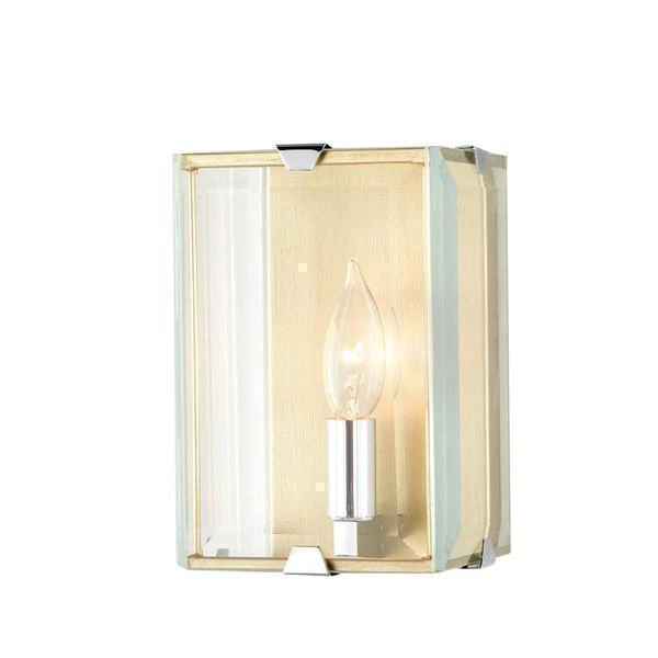 Fifth And Main Lighting Brenton 1 Light Champagne Silver Sconce with Beveled Glass Panels Damaged Box