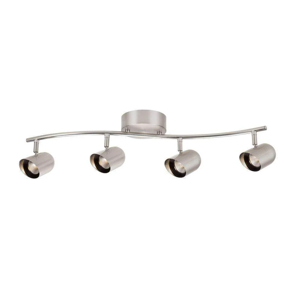 Brushed nickel LED dimmable fixed track lighting kit with wave bar damaged box