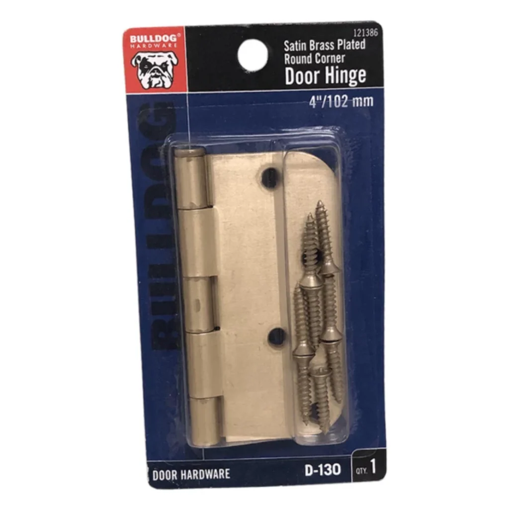 Bulldog Hardware Satin Brass Plated 4inch Round Corner Door Hinge