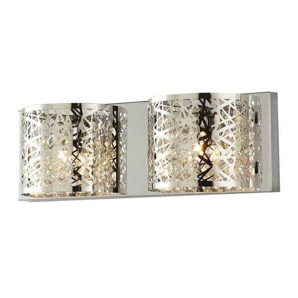 Home Decorators Collection Carterton 2-Light Chrome Vanity Light with Crystal Accents Damaged Box
