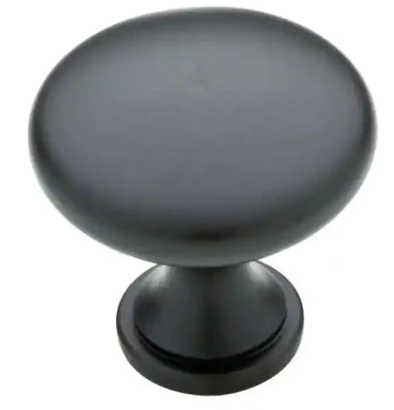 Classic Round 1-1/4 in. (32 mm) Matte Black Solid Cabinet Knob (10-Pack) *DAMAGED BAG*