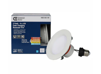 Commercial Electric 2pk 4 Inch LED Color Changing Recessed Trim DAMAGED BOX - Image 2