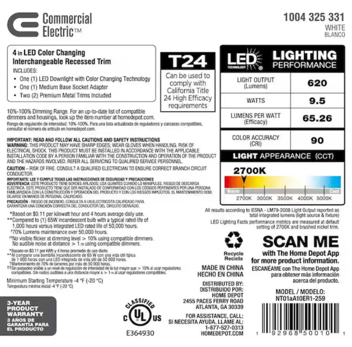 Commercial Electric 4 in. Selectable Integrated LED Recessed Retrofit Interchangeable Trim - Damaged Box - Image 5