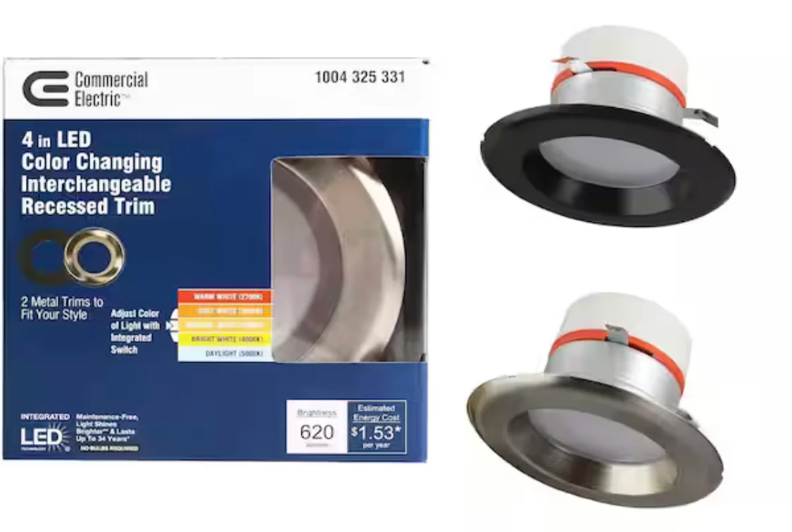 Commercial Electric 4 in. Selectable Integrated LED Recessed Retrofit Interchangeable Trim - Damaged Box - Image 6