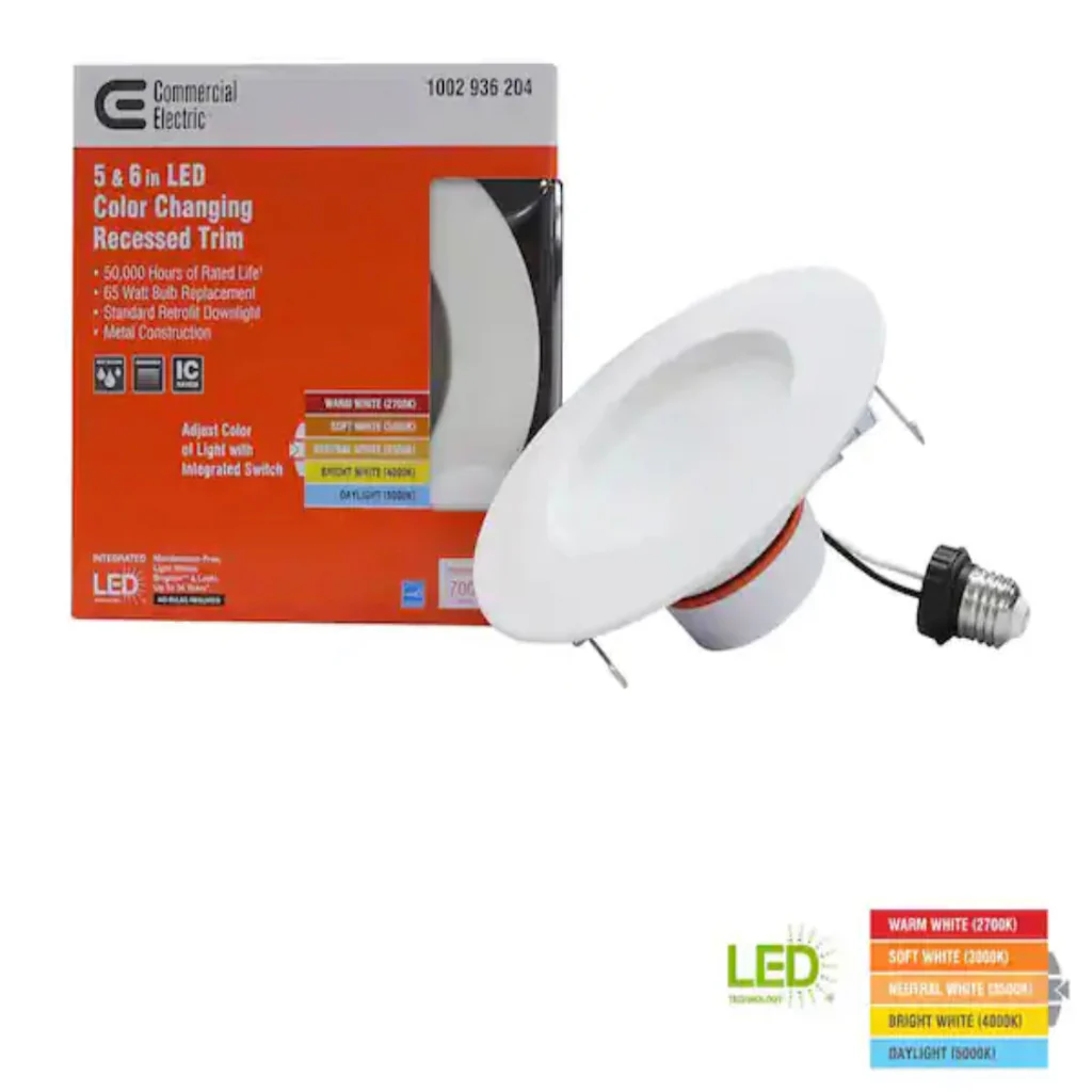 Commercial Electric 5/6 in. New Construction or Remodel Matte White Dimmable LED Recessed Trim with Adjustable Color Changing Technology - Damaged Box - Image 11