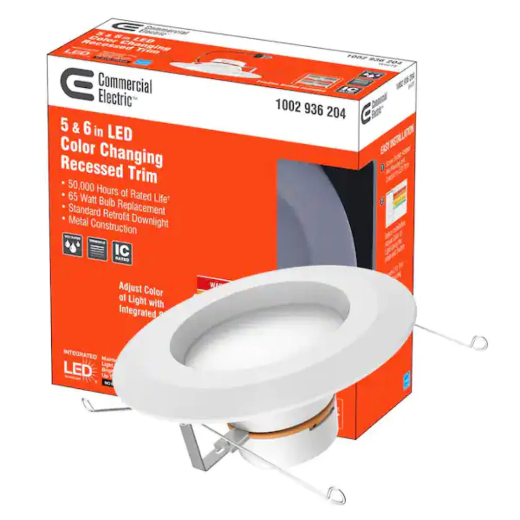 Commercial Electric 5/6 in. New Construction or Remodel Matte White Dimmable LED Recessed Trim with Adjustable Color Changing Technology - Damaged Box - Image 3