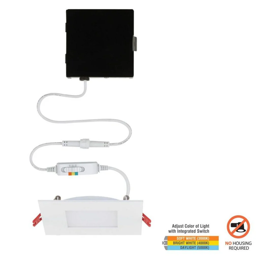 Commercial Electric Ultra Slim 4 Inches Square Color Selectable Integrated LED Kit Damaged Box - Image 2