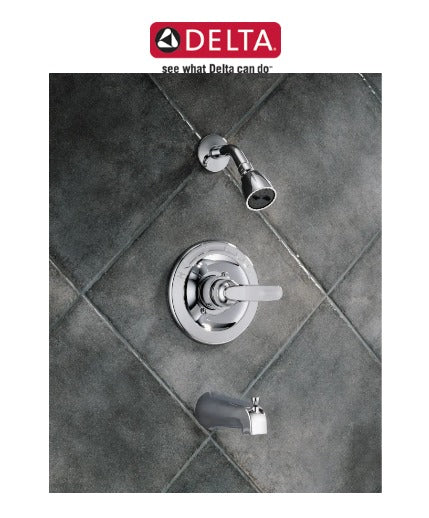 Delta BT13410 Installed Tub and Shower Trim in Chrome Damaged Box - Image 2