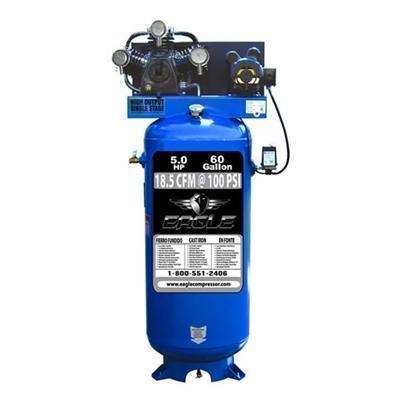 Eagle 5 Horse Power 60 Gallon Single Stage Air Compressor 208 230V 1 Phase