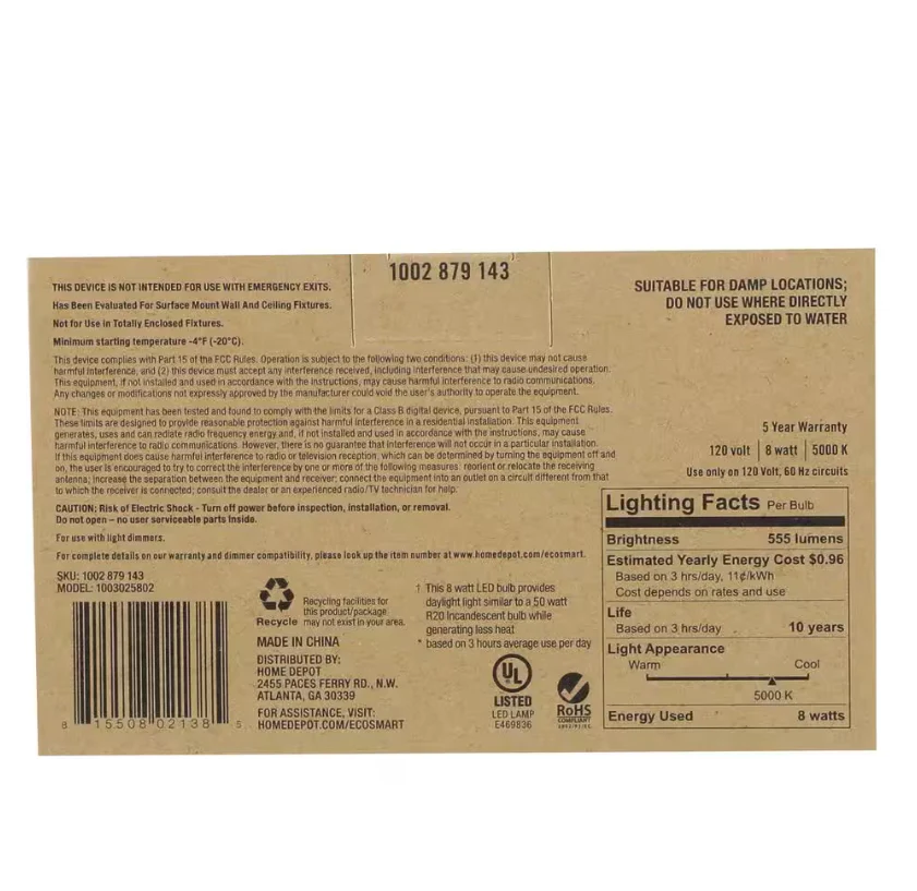 Ecosmart 50-Watt Equivalent BR20 Dimmable LED Light Bulb Daylight (6-Pack) Damaged Box - Image 3