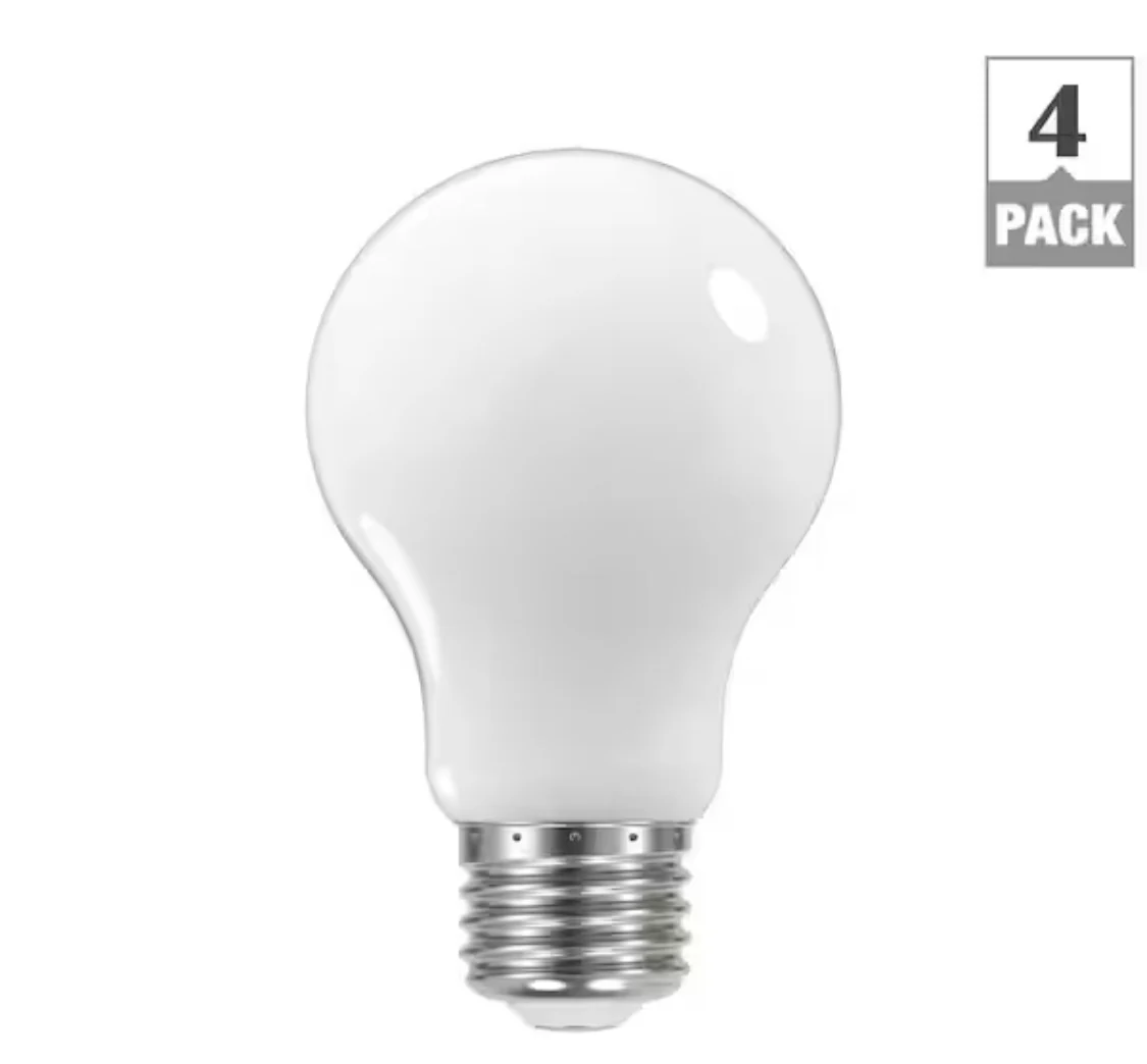 EcoSmart 60-Watt Equivalent A19 Dimmable Energy Star Frosted Filament LED Light Bulb Soft White (4-Pack) - Damaged Box - Image 9