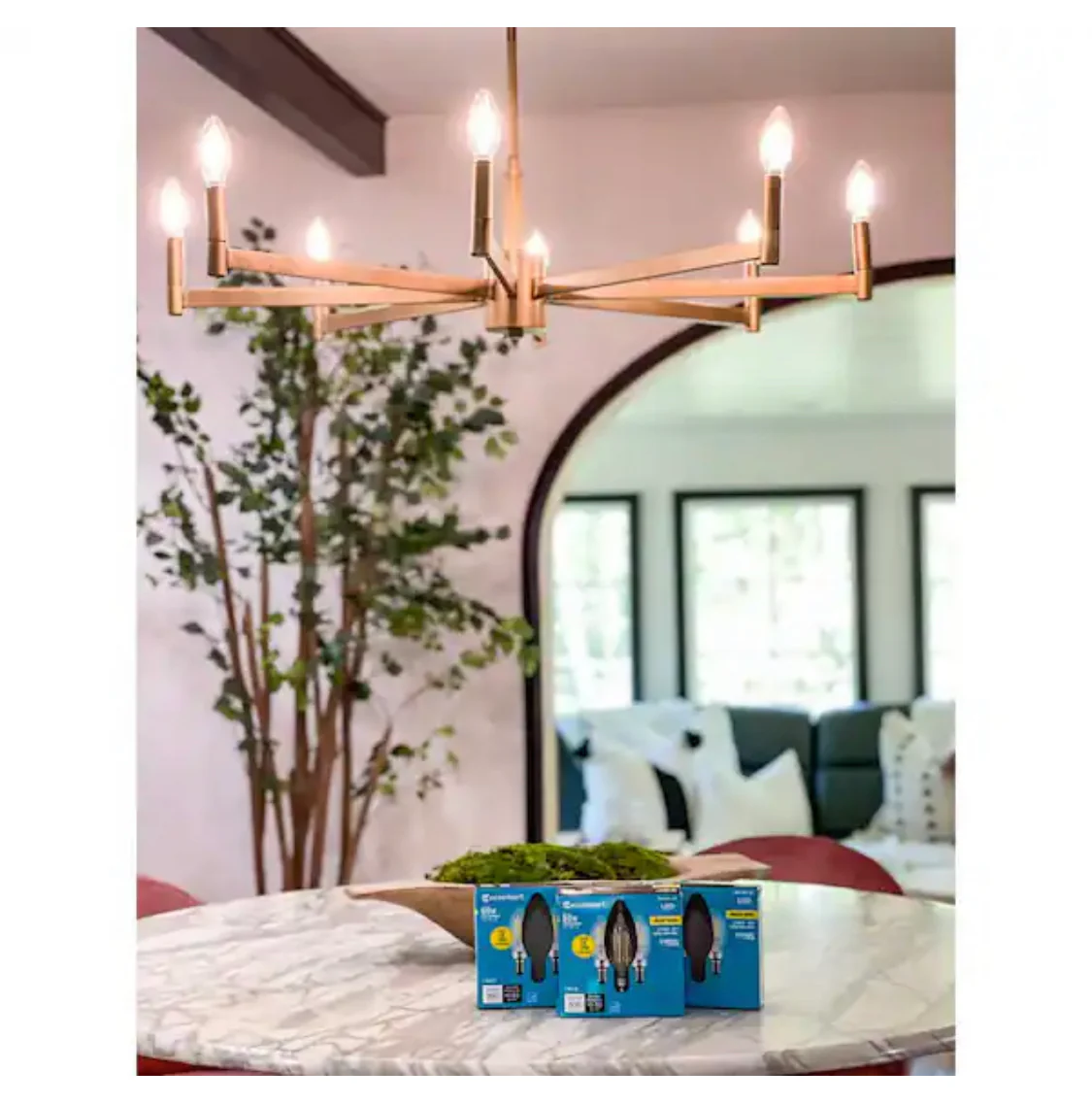 EcoSmart 60-Watt Equivalent B11 Dimmable E12 Candelabra ENERGY STAR Clear Glass LED Vintage Edison Light Bulb Soft White (3-Pack) - Damaged Box - Image 5
