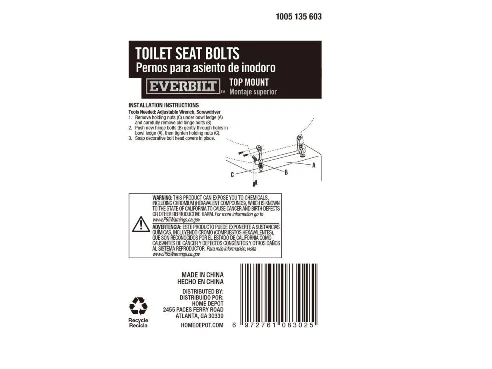 Everbilt Top Mount Toilet Seat Bolts DAMAGED BOX - Image 3