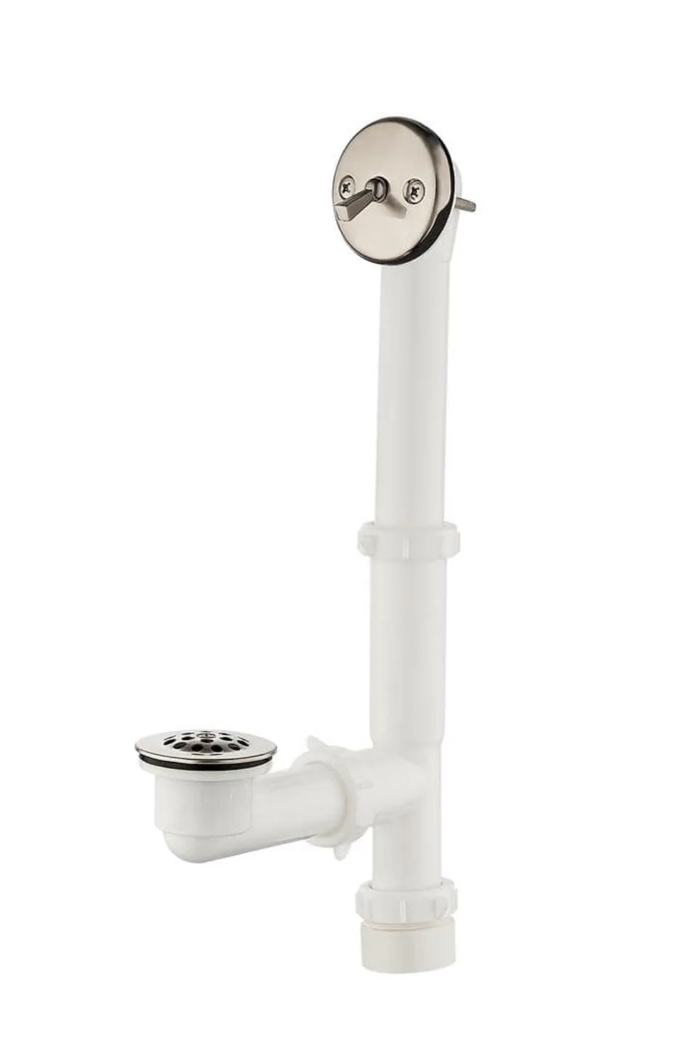 Everbilt Trip Lever 1-1/2 in. White Poly Pipe Bath Waste and Overflow Drain in Brushed Nickel DAMAGED BOX
