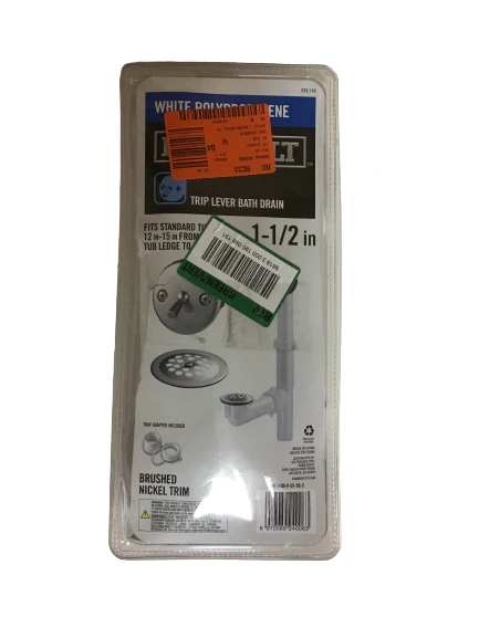 Everbilt Trip Lever 1-1/2 in. White Poly Pipe Bath Waste and Overflow Drain in Brushed Nickel DAMAGED BOX - Image 2