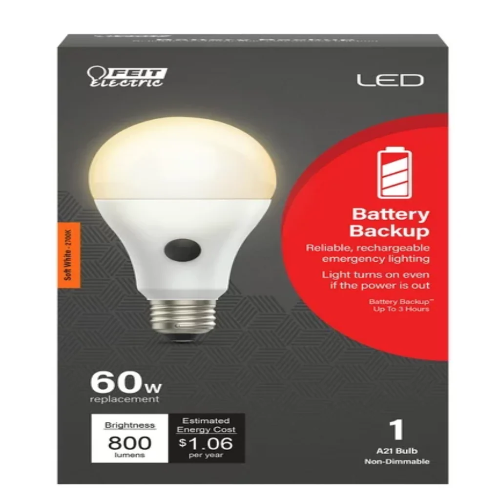 Feit Electric Intellibulb LED 8.8W Soft White Battery Backup Light Bulb Non-Dimmable DAMAGED BOX