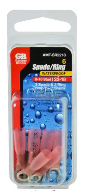 Gardner Bender 22 18 AWG 8-10 Stud Ring Spade Terminal Red 6-Pack Damaged Box