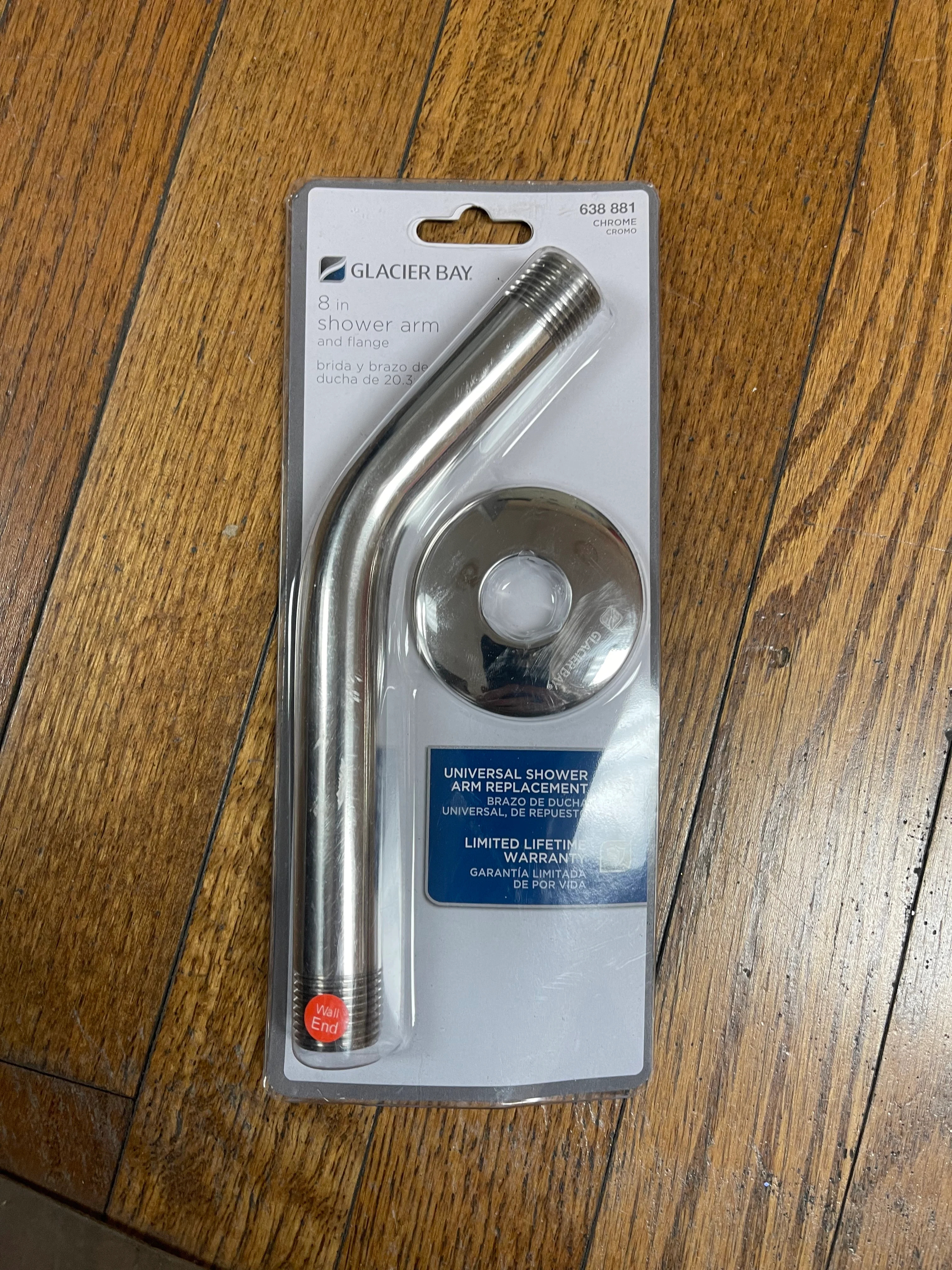 Glacier Bay 8 in. Shower Arm and Flange in Chrome Damaged Box - Image 3