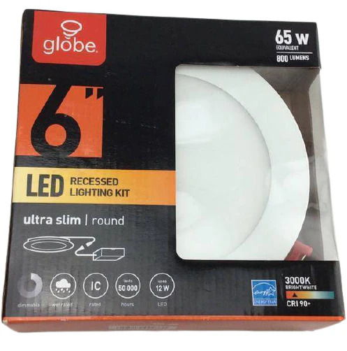 Globe Electric 6 Inch LED Integrated Ultra Slim Recessed Lighting Kit Damaged Box - Image 2